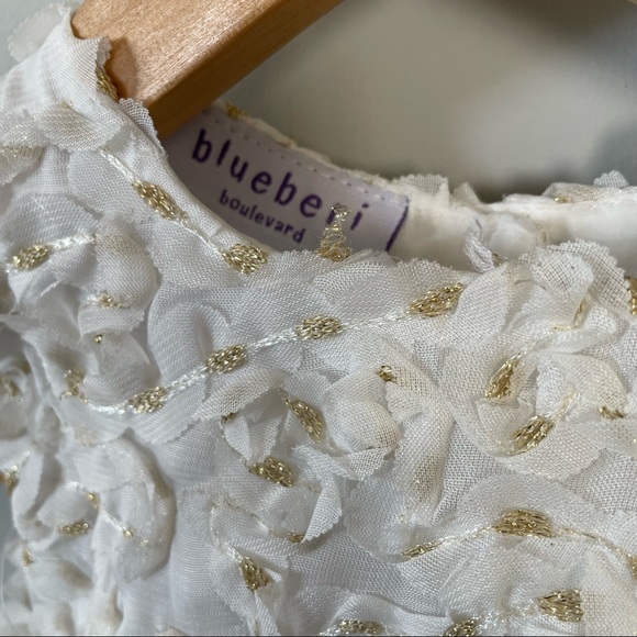 Blueberi Boulevard Girl’s Gold and White Formal Occasion Ruffle Dress Size 18m - Picture 3 of 10